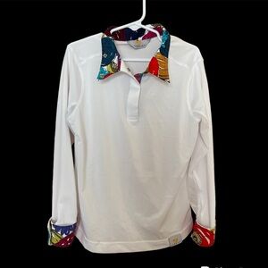 Aubrion Western Equestrian Shirt w/ Floral collar & cuffs - M Medium - like New